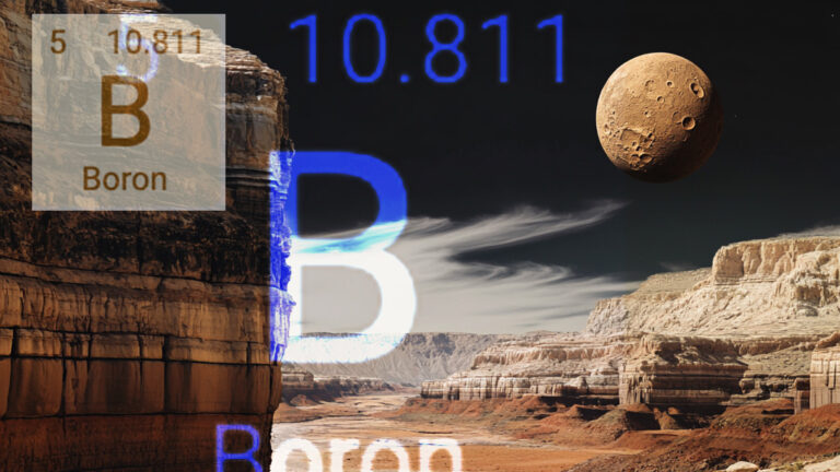 A composite picture with a landscape of the SouthWest and the periodic symbol for Boron overlaid.