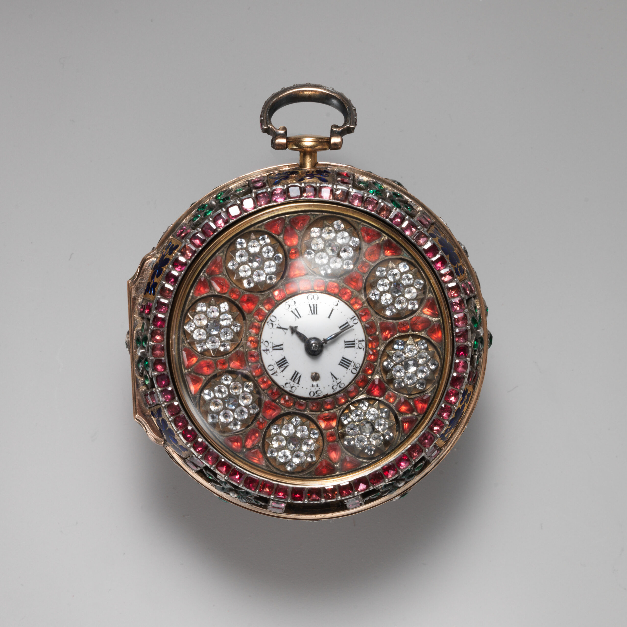 Jeweled pocket watch with rotating mechanical rosettes by James Cox and Peter Mounier, circa 1770